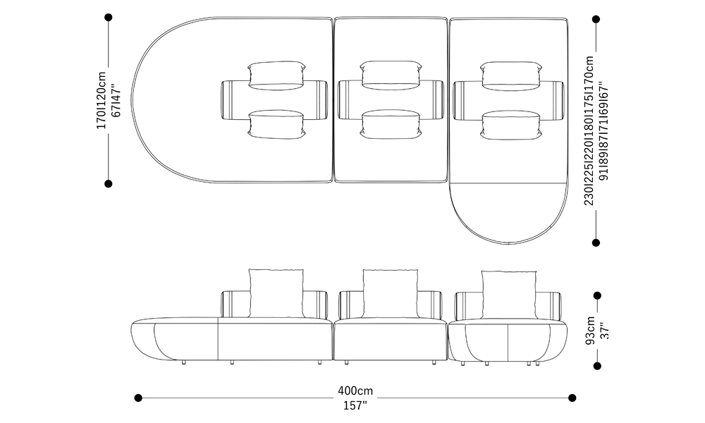 Image of the main dimensions of the product